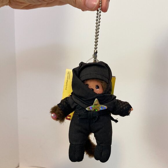 Monchhichi Japanesque Ninja Keychain Doll Plush Toy Sekiguchi Japan Tag - Picture 10 of 11